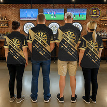 Load image into Gallery viewer, Black And Gold Darts Polo &amp; 1/4 Zip For Women Custom Darts Jersey, Darts Tournament Team Shirt TDM6226