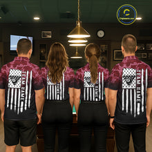 Load image into Gallery viewer, Black And Red Camo US Flag 8 Ball Billiard Shirt For Women Custom Pool Team Jersey Polo &amp; 1/4 Zip TDM5994