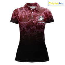 Load image into Gallery viewer, Black And Red Camo US Flag 8 Ball Billiard Shirt For Women Custom Pool Team Jersey Polo &amp; 1/4 Zip TDM5994