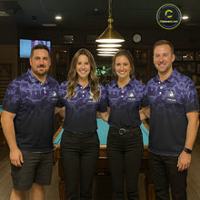 Load image into Gallery viewer, Black And Purple Camo US Flag 8 Ball Billiard Shirt For Women Custom Pool Team Jersey Polo &amp; 1/4 Zip TDM5995