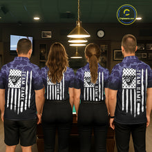 Load image into Gallery viewer, Black And Purple Camo US Flag 8 Ball Billiard Shirt For Women Custom Pool Team Jersey Polo &amp; 1/4 Zip TDM5995