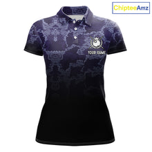Load image into Gallery viewer, Black And Purple Camo US Flag 8 Ball Billiard Shirt For Women Custom Pool Team Jersey Polo &amp; 1/4 Zip TDM5995