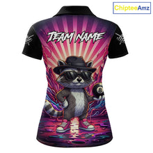Load image into Gallery viewer, Funny Raccoon 8 Ball Billiard Shirt For Women Custom Pink Graffiti Pool Jersey Team Polo &amp; 1/4 Zip TDM5998