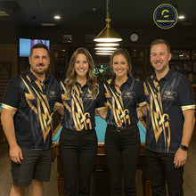 Load image into Gallery viewer, Black And Gold 8 Ball Crown Billiard Shirts For Women Custom Tribal Pool Team Jersey Polo &amp; 1/4 Zip TDM6229