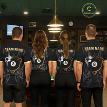 Load image into Gallery viewer, Black And Gold 8 Ball Crown Billiard Shirts For Women Custom Tribal Pool Team Jersey Polo &amp; 1/4 Zip TDM6229