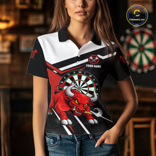 Load image into Gallery viewer, Personalized Bull Darts Jersey For Women Custom Darts Team Shirt Polo &amp; Quarter Zip | Red TDM6236