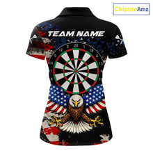 Load image into Gallery viewer, Grunge American Flag Eagle Darts Shirt For Women Custom Patriotic Darts Team Jersey Polo &amp; 1/4 Zip TDM6002