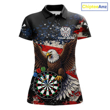 Load image into Gallery viewer, Grunge American Flag Eagle Darts Shirt For Women Custom Patriotic Darts Team Jersey Polo &amp; 1/4 Zip TDM6002