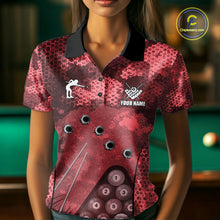 Load image into Gallery viewer, Red Camo 8 Ball Billiard Shirt For Women Custom Pool Team Shirt, Billiard Jersey Polo &amp; 1/4 Zip TDM6009
