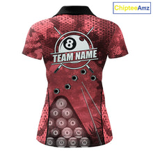 Load image into Gallery viewer, Red Camo 8 Ball Billiard Shirt For Women Custom Pool Team Shirt, Billiard Jersey Polo &amp; 1/4 Zip TDM6009