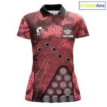Load image into Gallery viewer, Red Camo 8 Ball Billiard Shirt For Women Custom Pool Team Shirt, Billiard Jersey Polo &amp; 1/4 Zip TDM6009