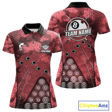 Load image into Gallery viewer, Red Camo 8 Ball Billiard Shirt For Women Custom Pool Team Shirt, Billiard Jersey Polo &amp; 1/4 Zip TDM6009