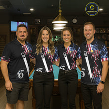 Load image into Gallery viewer, US Flag Smoke 8 Ball 9 Ball Billiard Shirt For Women Custom Patriotic Pool Team Jersey Polo, 1/4 Zip TDM6011