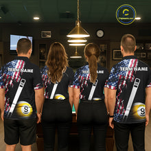 Load image into Gallery viewer, US Flag Smoke 8 Ball 9 Ball Billiard Shirt For Women Custom Patriotic Pool Team Jersey Polo, 1/4 Zip TDM6011