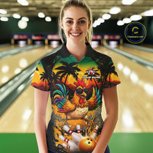 Load image into Gallery viewer, Funny Chicken Sunset Tropical Bowling Jersey For Women Custom Bowling Team Shirts Polo &amp; 1/4 Zip TDM6458