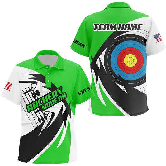 Personalized Green Archery Jerseys Kid Polo Shirts Custom Archery Bow Shirts TDM1951
