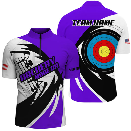 Personalized Purple Archery Jerseys Men Polo & Quarter-Zip Shirts Custom Archery Bow Shirts  TDM1952