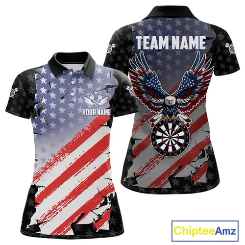 Personalized American Flag Eagle Darts Shirt For Women Custom Patriotic Darts Team Jersey Team  TDM5149