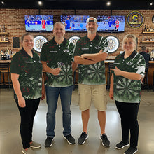 Load image into Gallery viewer, Green Geometric Darts Shirt With Pocket Option Custom Women's Darts Jersey TDM5361
