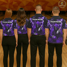Load image into Gallery viewer, Purple Grim Reaper Bowling Shirt For Men Custom Lightning Team League Bowling Jersey Polo, 1/4 Zip TDM5856