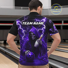 Load image into Gallery viewer, Purple Grim Reaper Bowling Shirt For Men Custom Lightning Team League Bowling Jersey Polo, 1/4 Zip TDM5856