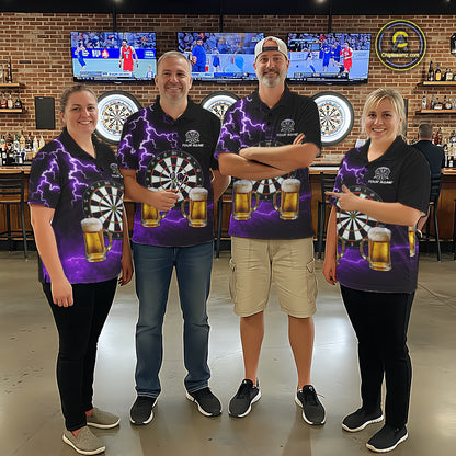 Purple Funny Beer Darts Shirt For Women Custom Lightning Darts Jersey Team Polo & 1/4 Zip TDM5859