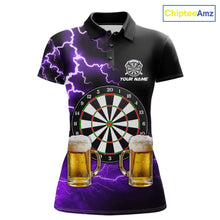 Load image into Gallery viewer, Purple Funny Beer Darts Shirt For Women Custom Lightning Darts Jersey Team Polo &amp; 1/4 Zip TDM5859