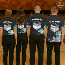 Load image into Gallery viewer, Funny Pink And Turquoise Diamonds Bowling Shirt For Women Custom Bowling Team Jersey TDM5860