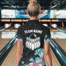 Load image into Gallery viewer, Funny Pink And Turquoise Diamonds Bowling Shirt For Women Custom Bowling Team Jersey TDM5860
