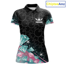 Load image into Gallery viewer, Funny Pink And Turquoise Diamonds Bowling Shirt For Women Custom Bowling Team Jersey TDM5860