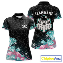 Load image into Gallery viewer, Funny Pink And Turquoise Diamonds Bowling Shirt For Women Custom Bowling Team Jersey TDM5860