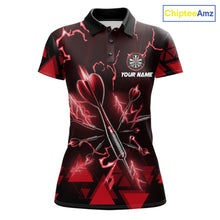 Load image into Gallery viewer, Red Darts Arrow Thunder Lightning Dart Shirts For Women Custom Dart Team Jerseys Polo &amp; 1/4 Zip TDM5864