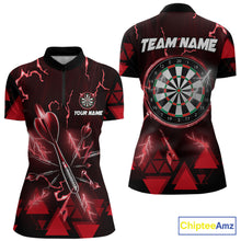 Load image into Gallery viewer, Red Darts Arrow Thunder Lightning Dart Shirts For Women Custom Dart Team Jerseys Polo &amp; 1/4 Zip TDM5864