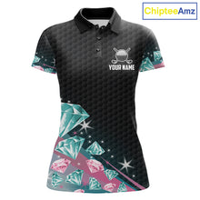 Load image into Gallery viewer, Funny Pink And Turquoise Diamonds Women Golf Polo Shirts Custom Team Golf Shirt, Golfing Gifts TDM6471