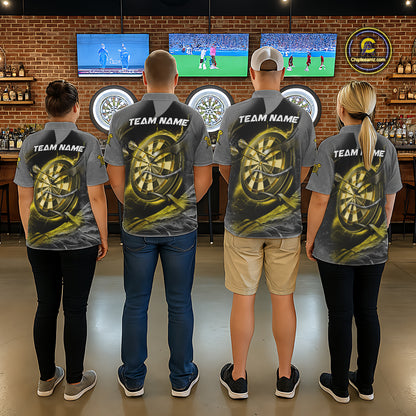 Personalized Phoenix Flame Darts Shirt For Men Custom Darts Team Jersey Polo & 1/4 Zip |Yellow TDM5650