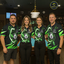 Load image into Gallery viewer, Personalized Green 8 Ball Pool Billiard Shirts For Women Custom Thunder Lightning Pool Jerseys TDM5877