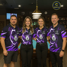 Load image into Gallery viewer, Personalized Purple 8 Ball Pool Billiard Shirts For Women Custom Thunder Lightning Pool Jerseys TDM5878