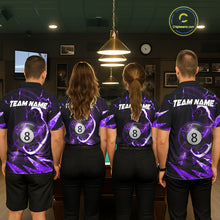 Load image into Gallery viewer, Personalized Purple 8 Ball Pool Billiard Shirts For Women Custom Thunder Lightning Pool Jerseys TDM5878