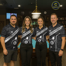 Load image into Gallery viewer, Black And White 8 Ball Break Glass Billiard Shirt For Women Custom Pool Team Jersey Polo &amp; 1/4 Zip TDM6252
