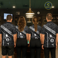 Load image into Gallery viewer, Black And White 8 Ball Break Glass Billiard Shirt For Women Custom Pool Team Jersey Polo &amp; 1/4 Zip TDM6252