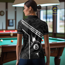 Load image into Gallery viewer, Black And White 8 Ball Break Glass Billiard Shirt For Women Custom Pool Team Jersey Polo &amp; 1/4 Zip TDM6252