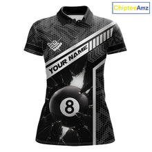 Load image into Gallery viewer, Black And White 8 Ball Break Glass Billiard Shirt For Women Custom Pool Team Jersey Polo &amp; 1/4 Zip TDM6252
