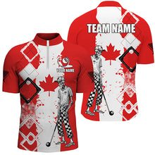 Load image into Gallery viewer, Personalized Argyle Canada Flag Funny Skeleton Men Billiard Shirts, Patriotic Billiard Team Jerseys TDM1760