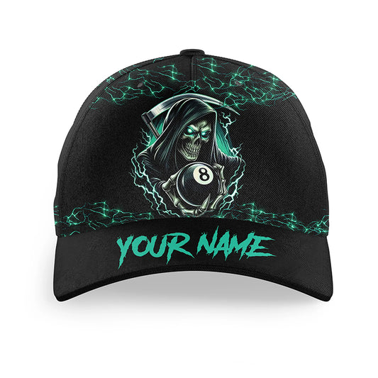 Turquoise Funny Grim Reaper3D Printed Billiard Caps Custom Name 8 Ball Pool Billiard Hats Gifts TDM2158