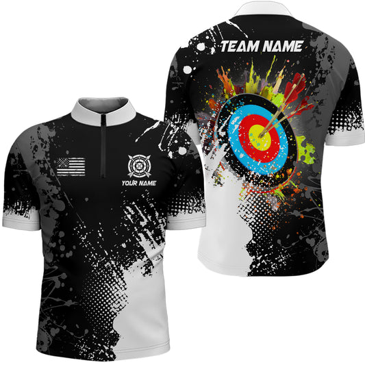 Personalized Paint White 3D Target Archery Men Polo & Quarter-Zip Shirts, Archery Jerseys Attires TDM1969