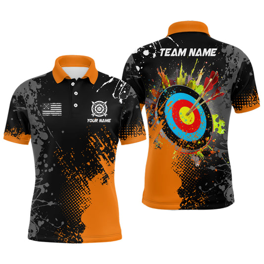 Personalized Paint Orange 3D Target Archery Men Polo & Quarter-Zip Shirts, Archery Jerseys Attires TDM1970