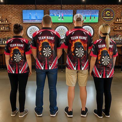 Funny Dartboard Red Flaming Darts Shirt For Women Custom Darts League Jersey Team Polo & Quarter Zip TDM5387