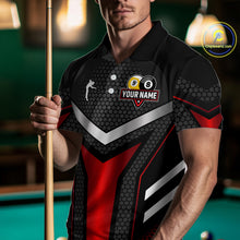 Load image into Gallery viewer, Personalized Billiard 8 Ball &amp; 9 Ball Pool Polo, 1/4 Zip For Men Custom Team Billiard Jerseys |Red TDM4152