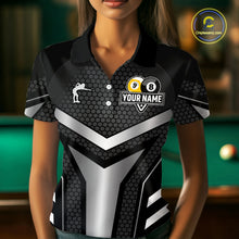 Load image into Gallery viewer, Personalized Billiard 8 Ball &amp; 9 Ball Pool Polo, 1/4 Zip For Women Custom Team Billiard Jersey|White TDM4153