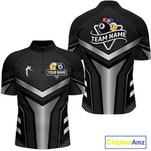 Load image into Gallery viewer, Personalized Billiard 8 Ball &amp; 9 Ball Pool Polo, 1/4 Zip For Men Custom Team Billiard Jersey|White TDM4153